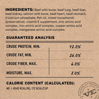 Vital Essentials grain free raw dog food ingredient label