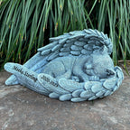 Close up view of the customizable engraving text area on the Youruitom cat memorial stone