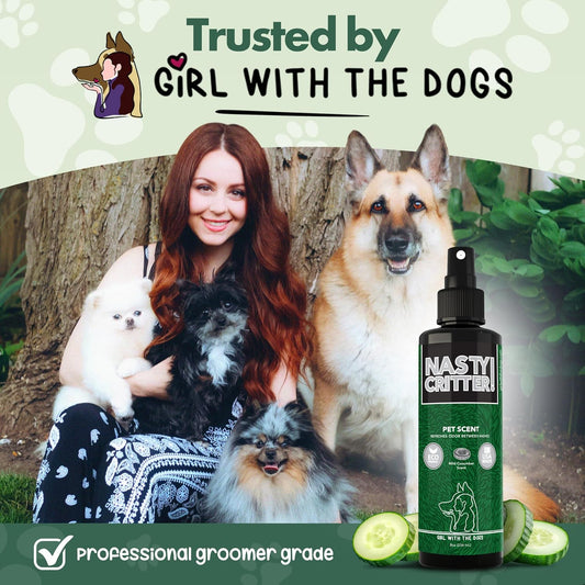Girl With The Dogs pet cologne spray bottle label details