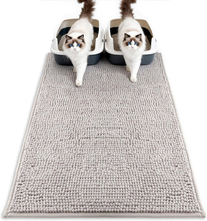 Pieviev Chenille Cat Litter Mat for Litter Box, 28"x22" Soft Ultra Absorbent Mat, Waterproof & Non-Slip, Easy to Clean Litter Trapping Mat for Indoor Cats, Gray - Image 10