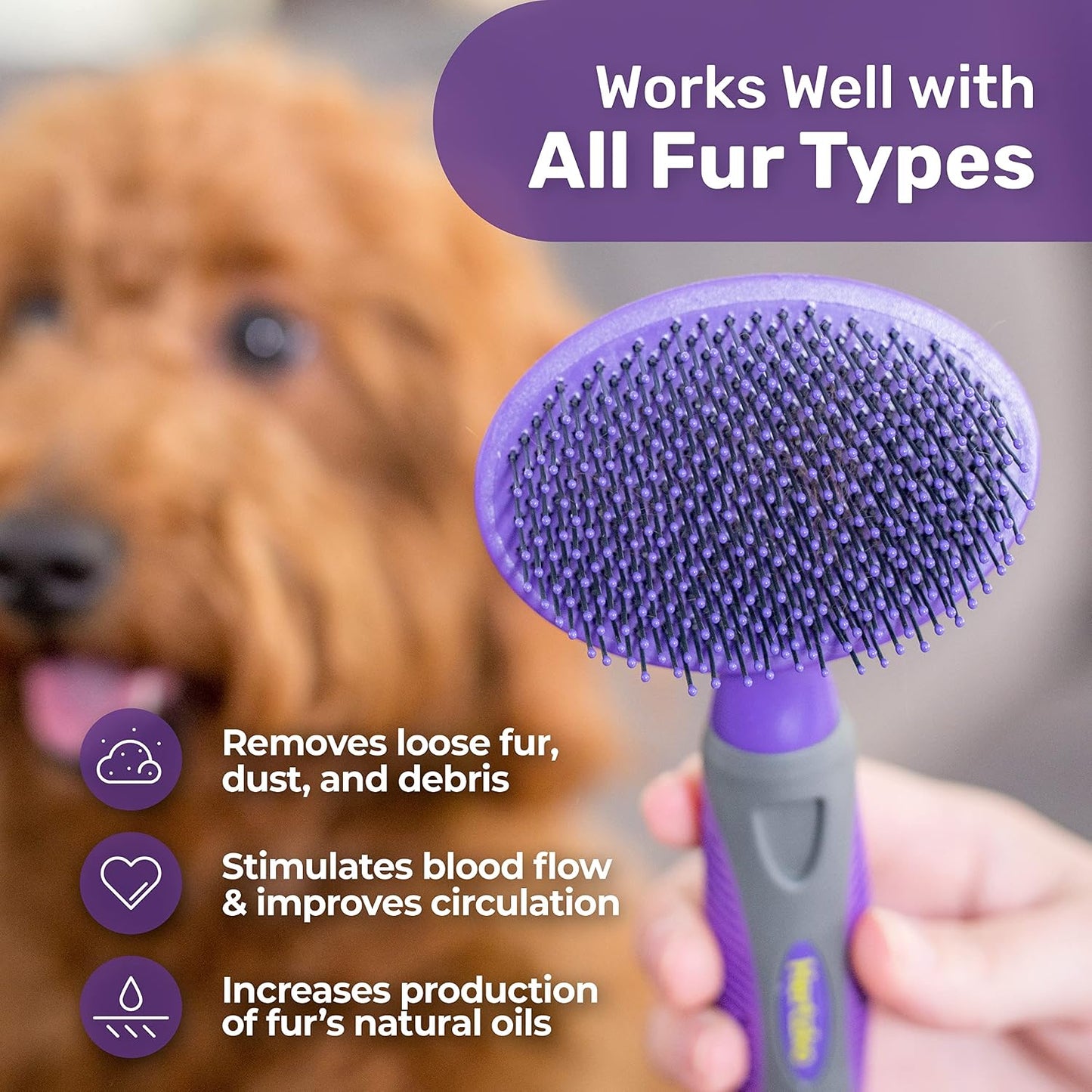 Ergonomic non slip handle design of the authentic Hertzko dog brush