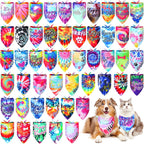 Dog wearing vibrant triangle Adopt Me pet accessory