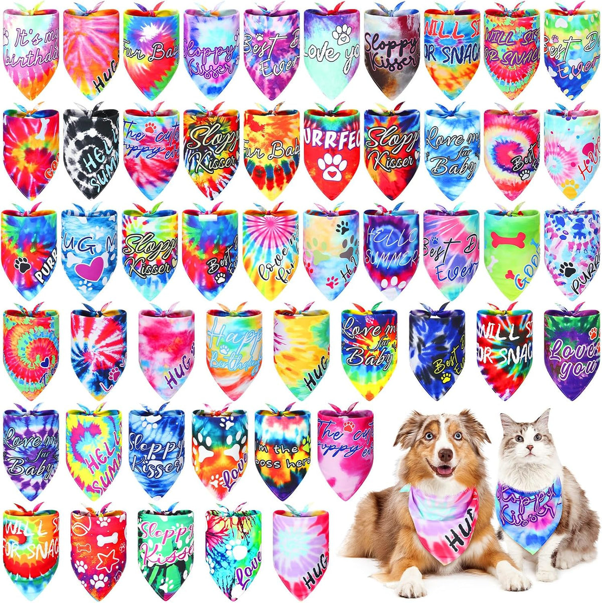 Dog wearing vibrant triangle Adopt Me pet accessory