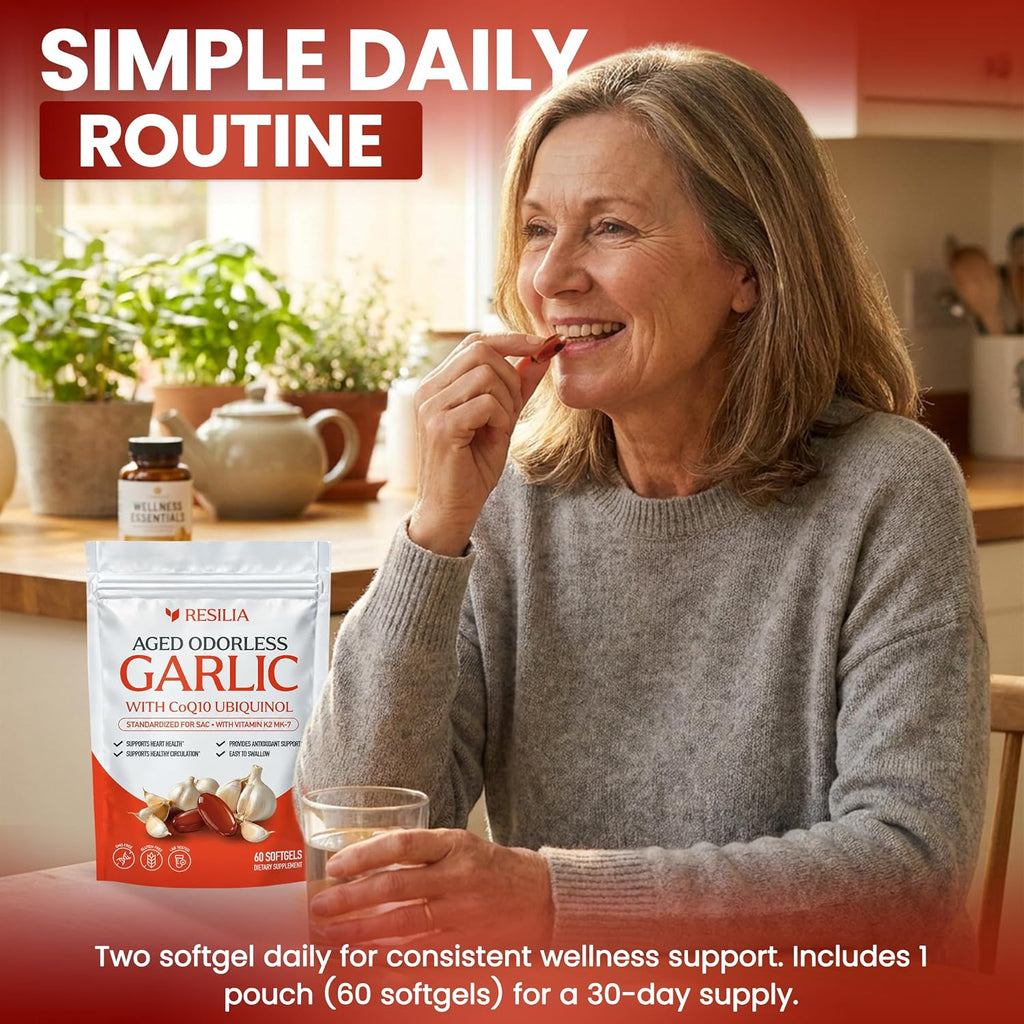 Resilia Odorless Aged Garlic Softgels (60 Count) - Image 6