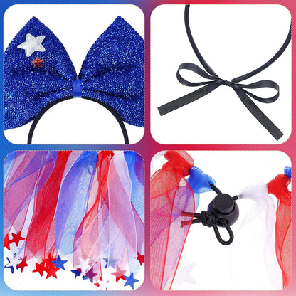 Adjustable red white and blue ribbon collar for pets