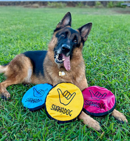 Side profile of 9 inch Shaka ZippyToss fetch toy