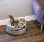 Birdrock Home grey pet cave showing detailed expert stitching and fabric close up