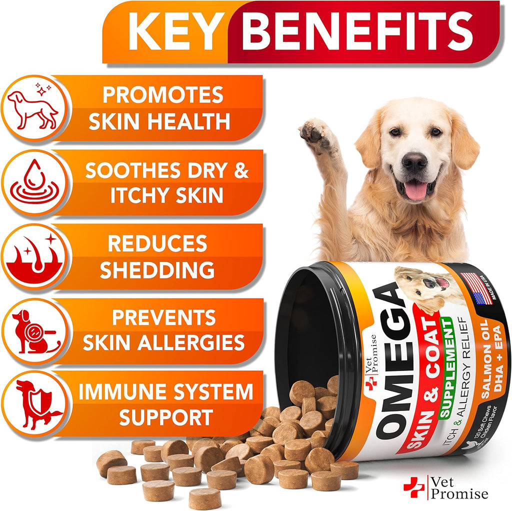 Vet Promise dog fish oil soft chews allergy itch relief supplement packaging