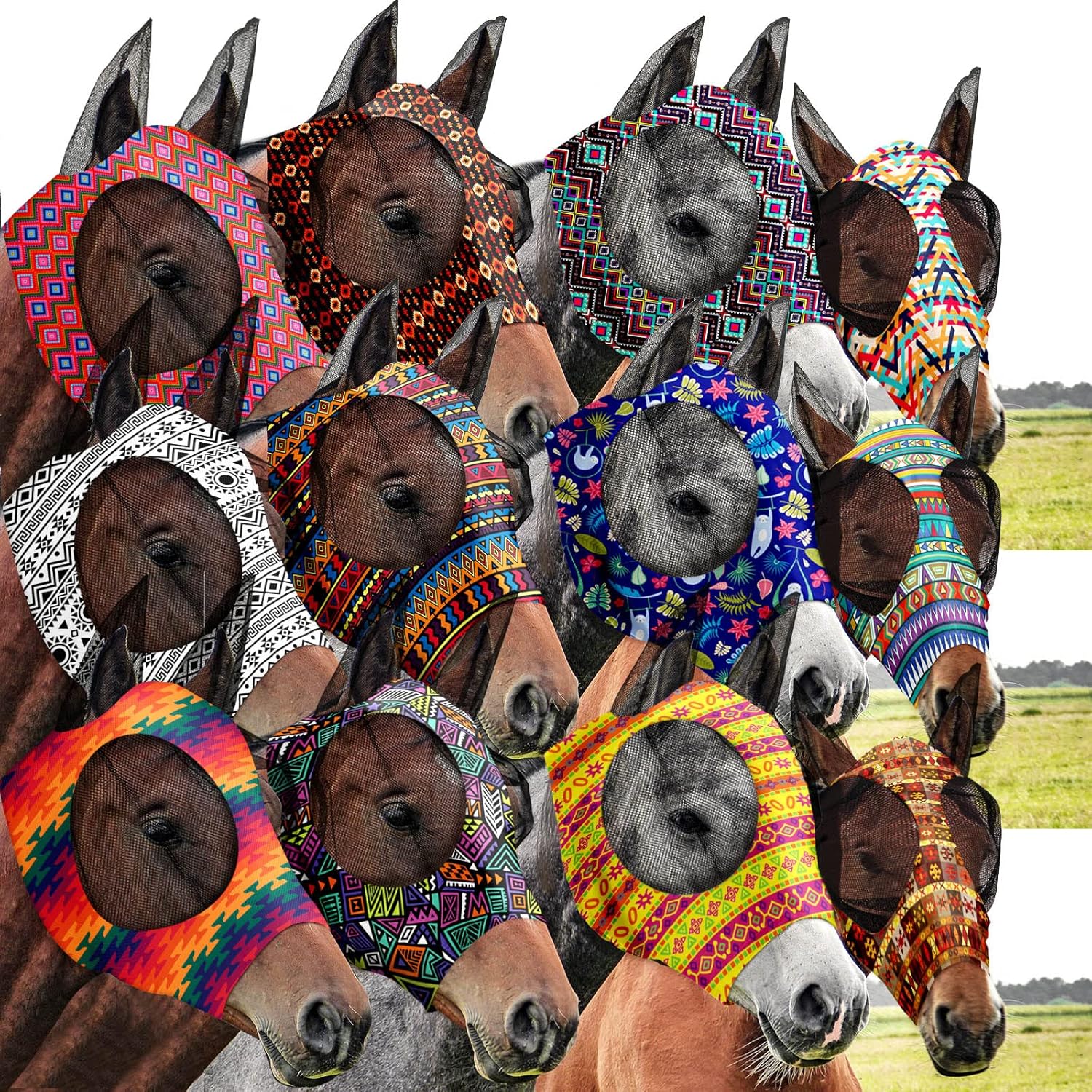 Detail of soft breathable fabric on Qualirey horse face covering