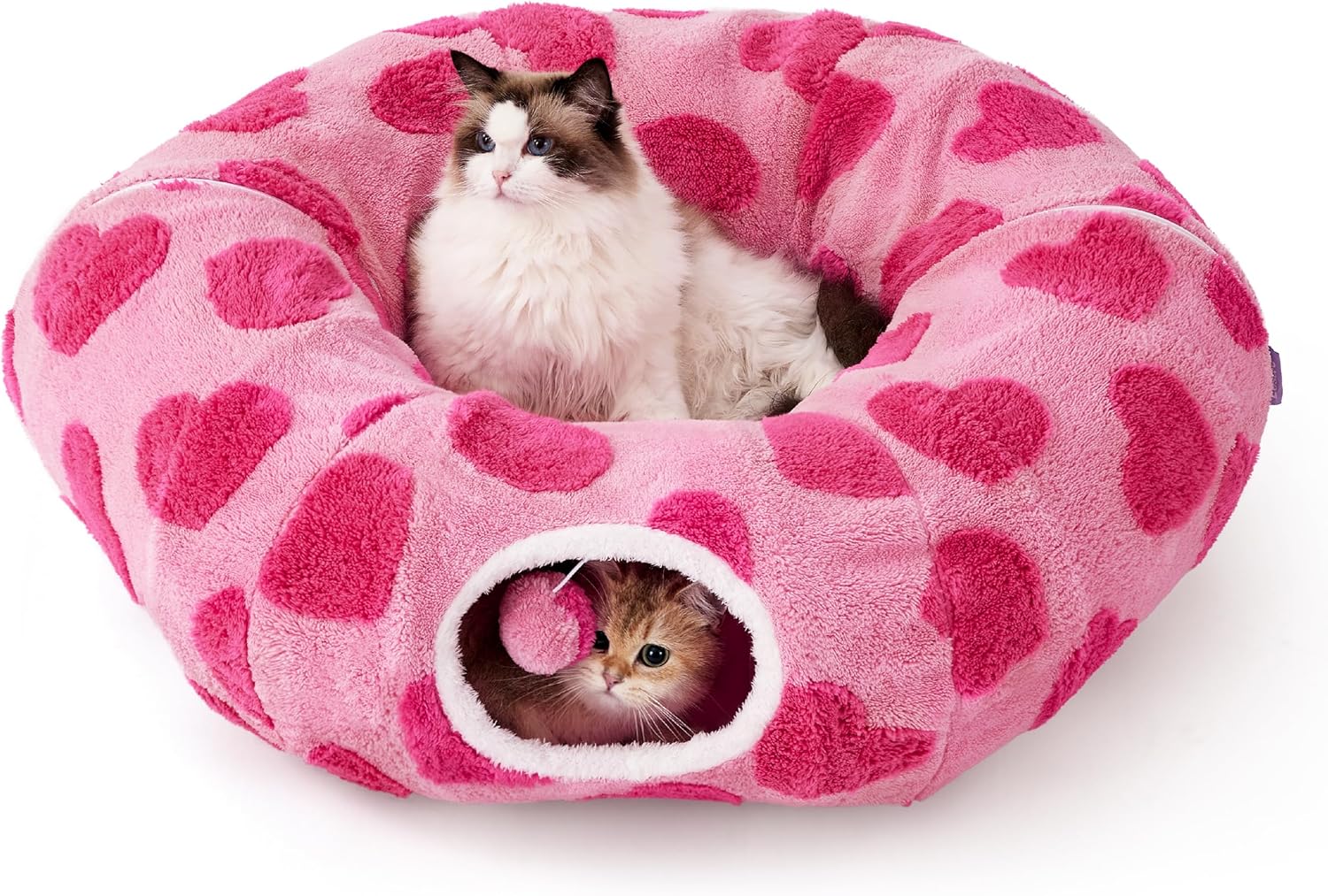 Lesure Cat Tunnel Bed for Indoor Cats - Cute Cat Donut Tunnel Toys for Small Large Cats with Washable Circle Cushion, Round Pet Peekaboo Cave Toy for Kitten/Puppy/Rabbit, Standard Cozy Clouds Blue - Image 11