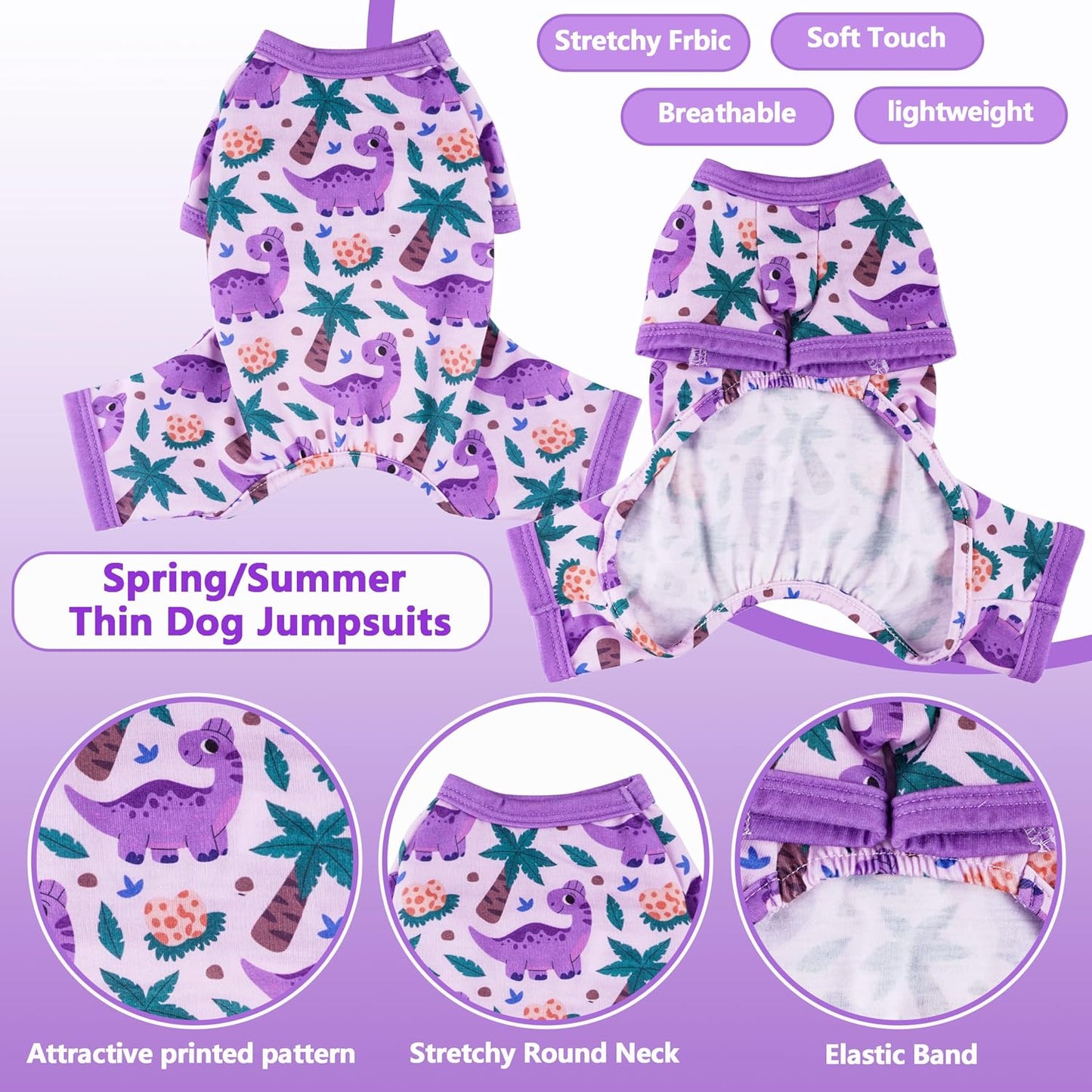 Purple lightweight dog clothes for summer