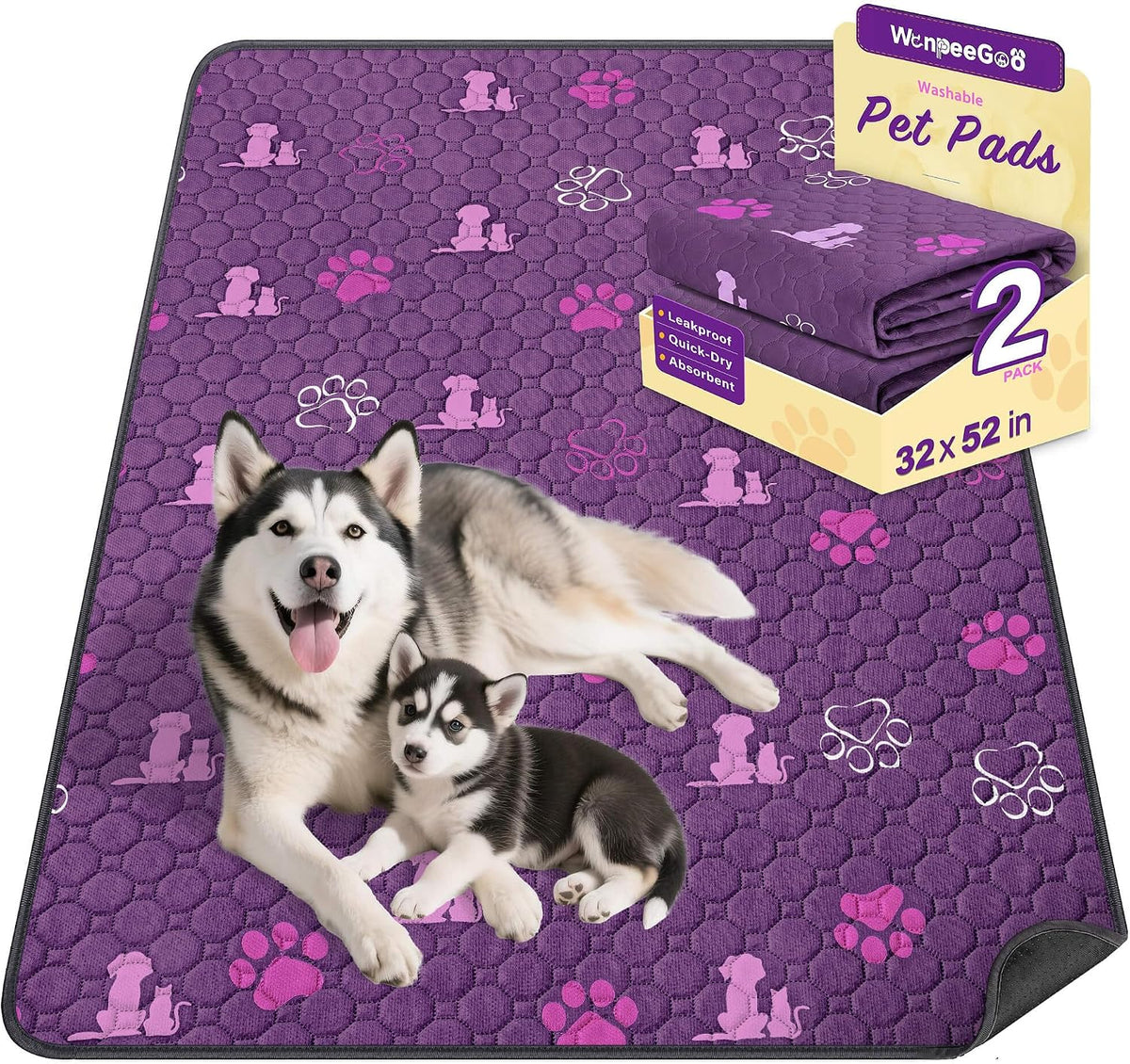 WanpeeGoo Washable Pee Pads for Dogs, 4 Pack Absorbent Reusable Training Dog Pads Pet Puppy Pads, Non-Slip Potty Pads for Whelping, Playpen, Crate, Bed, Grey 18"x24" - Image 10