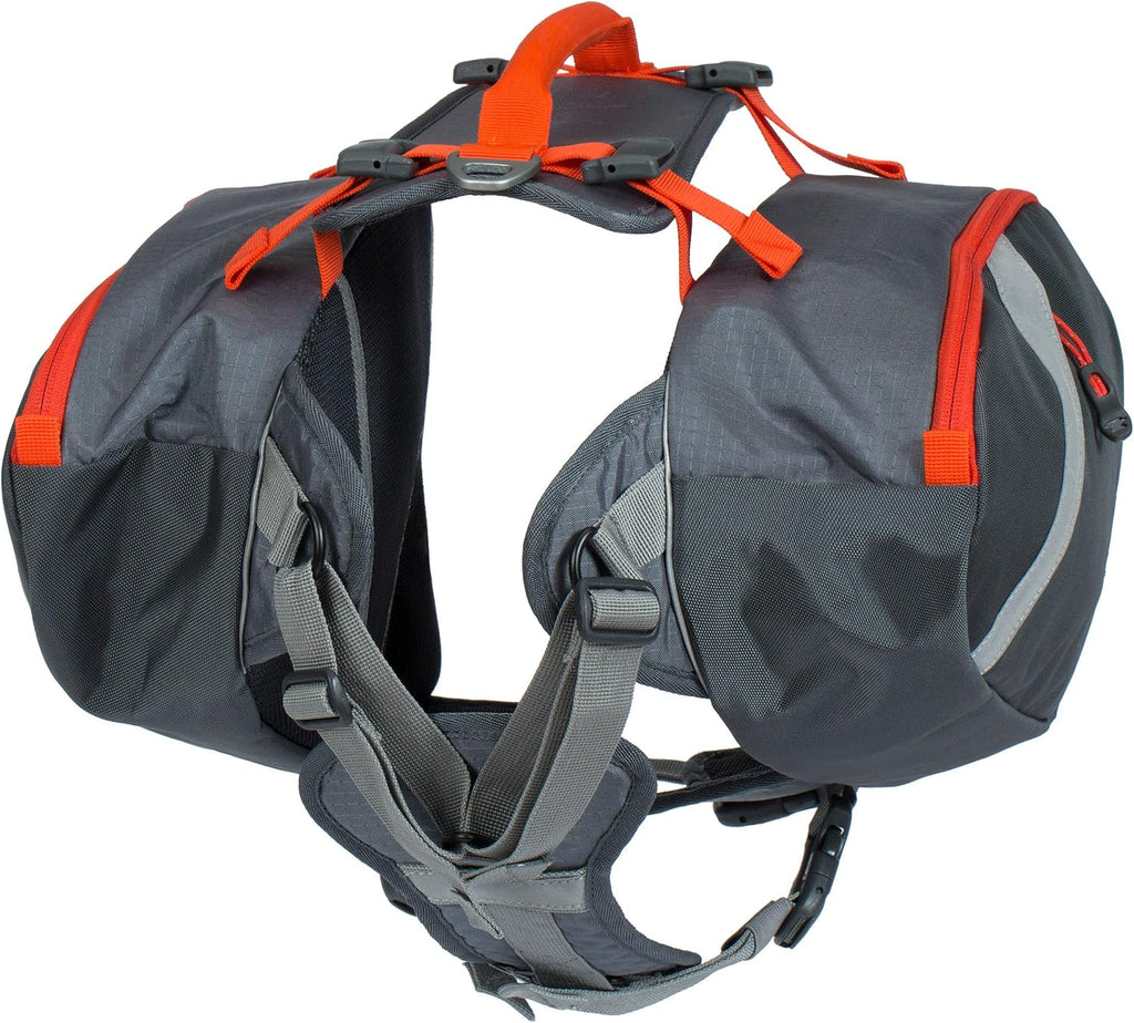Ergonomic four point adjustable chest harness on pet hiking pack