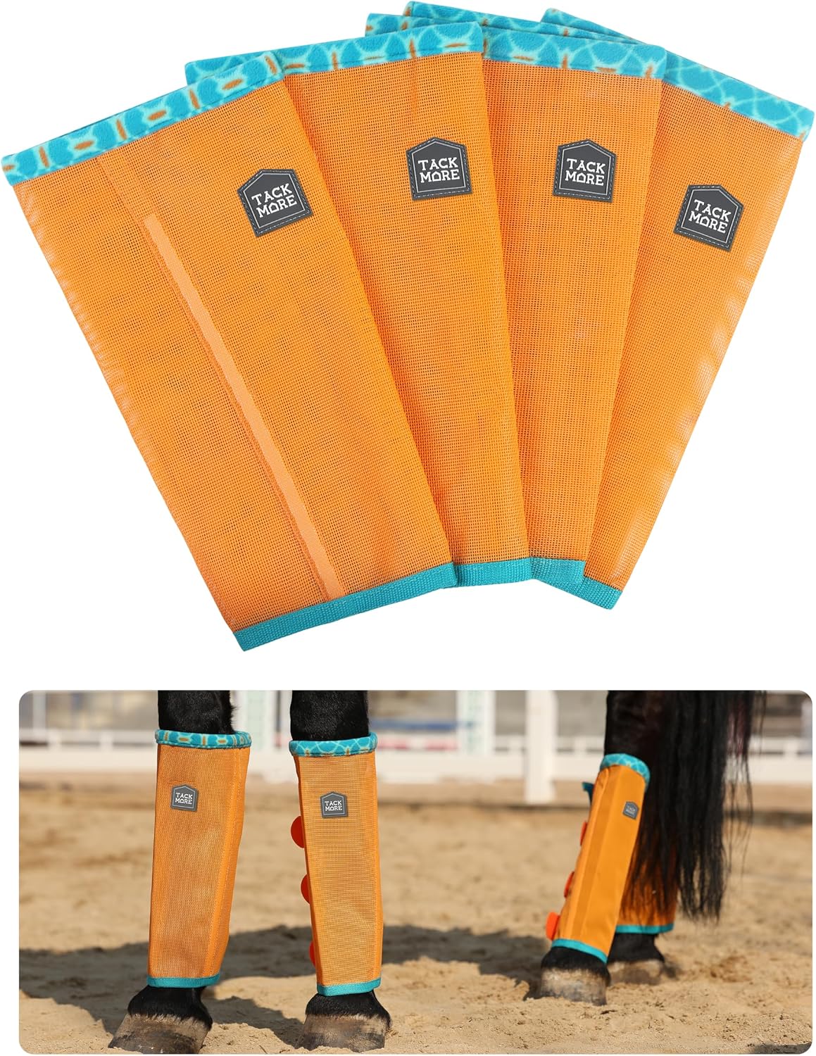Tackmore Horse Fly Boots with Patterned Fleece Trim, Reduce Rubbing Fly Boots of 4 Summer Protective Leg Boots - Image 9