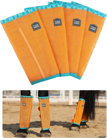 Tackmore Horse Fly Boots with Patterned Fleece Trim, Reduce Rubbing Fly Boots of 4 Summer Protective Leg Boots - Image 9