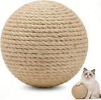 4-Inch Sisal Cat Toy Balls with Crinkle Sound | Indoor Cat Toys for Teething, Claw Sharpening & Play | Large Size Prevents Rolling Under Furniture(White) - Image 9