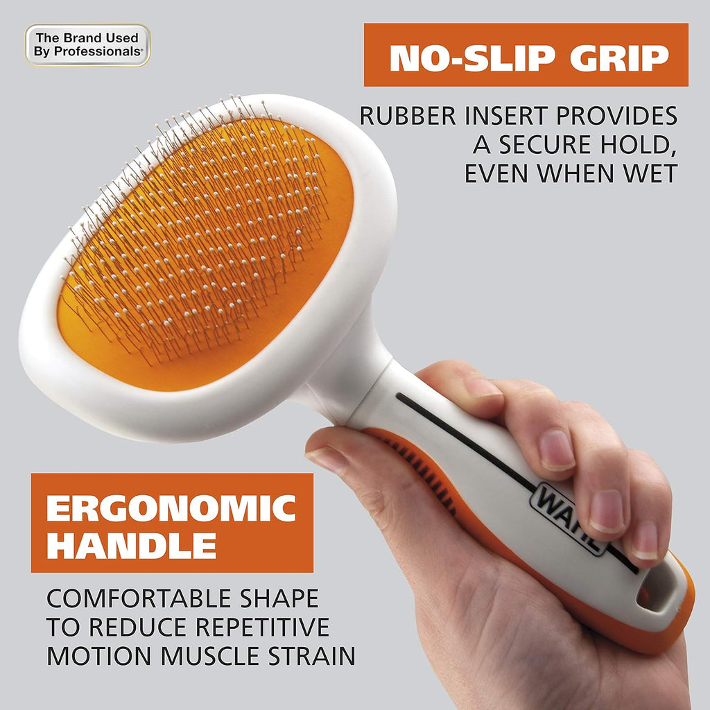 Wahl pet slicker brush ergonomic non-slip rubber grip handle