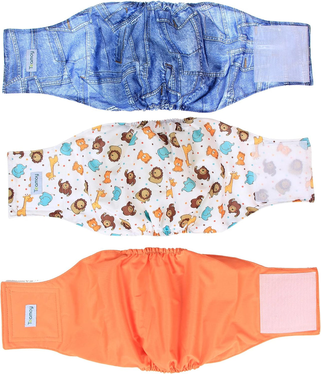Teamoy Reusable Wrap Diapers for Male Dogs, Washable Puppy Belly Band Pack of 3 (M, 13"-16" Waist, Black+ Gray+ Lake Blue) - Image 13