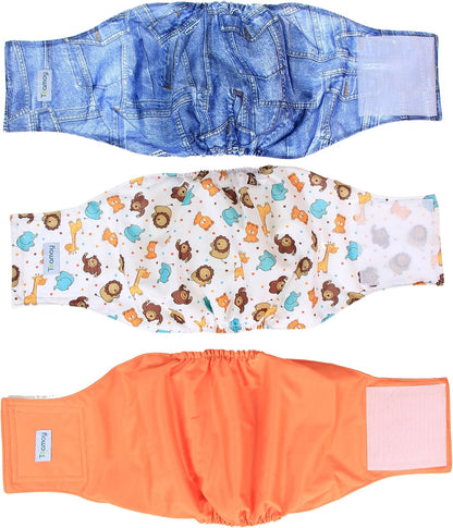 Teamoy Reusable Wrap Diapers for Male Dogs, Washable Puppy Belly Band Pack of 3 (M, 13"-16" Waist, Black+ Gray+ Lake Blue) - Image 13