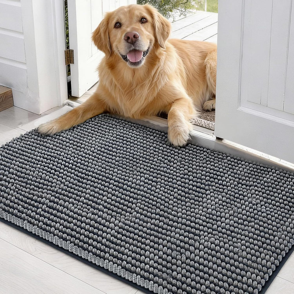 Tydle EHEYCIGA super absorbent dog door mat grey front view for muddy paws.