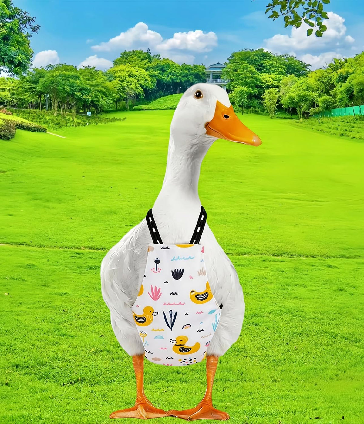 Pet duck diaper highlighting the decorative bow tie detail