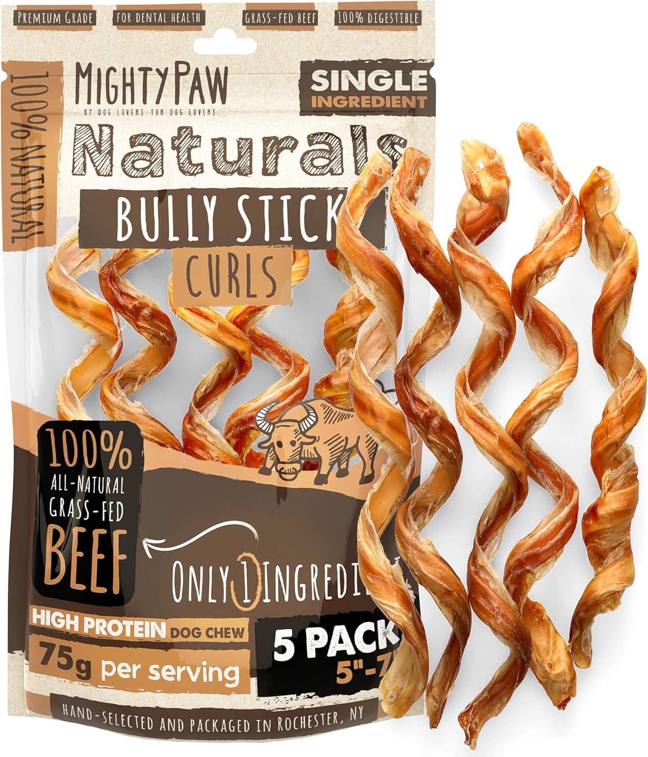 Mighty Paw Long Lasting 12" Bully Sticks for Dogs - All Natural Grass Fed Beef Chews. Lower Odor Dog Bully Sticks for Large Dogs, Medium and Small Breeds. Single Ingredient Treats - Image 10