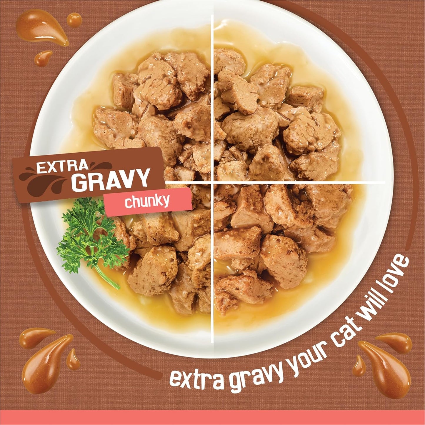 Assorted cans of Friskies extra gravy wet cat food