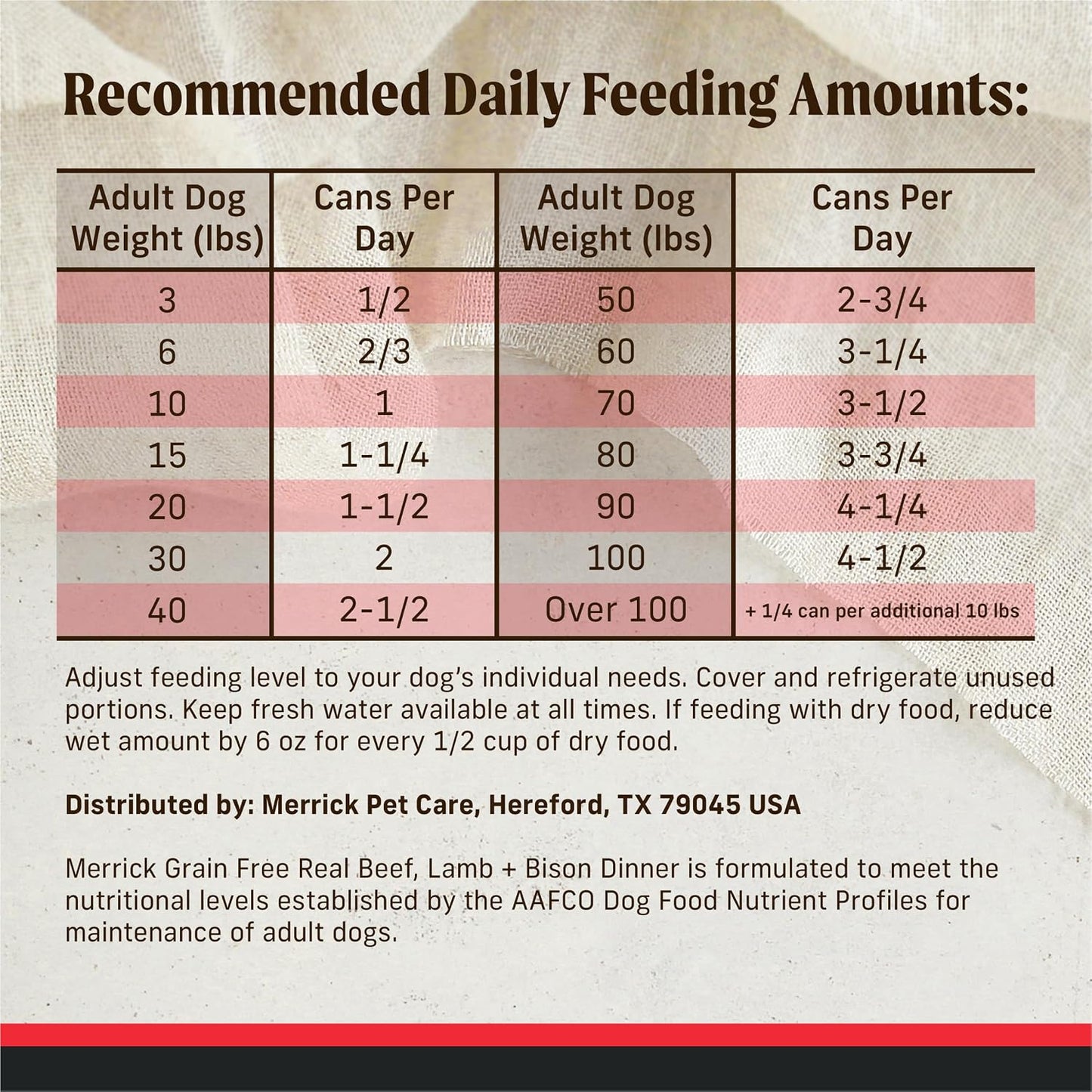Merrick premium canned dog food real meat formula top view