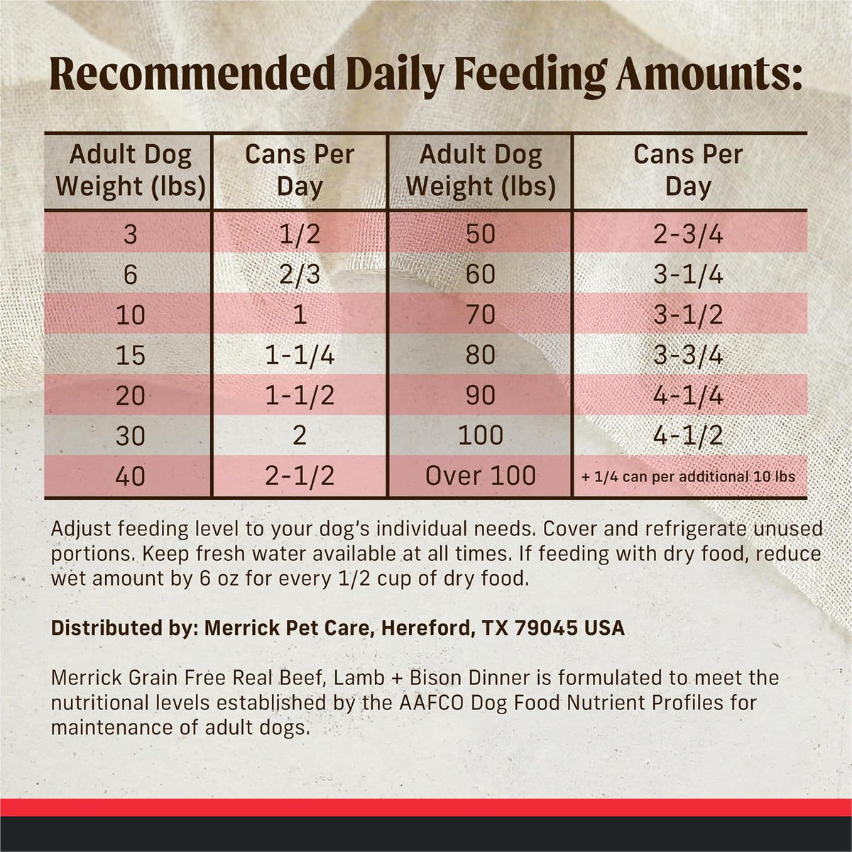 Merrick premium canned dog food real meat formula top view