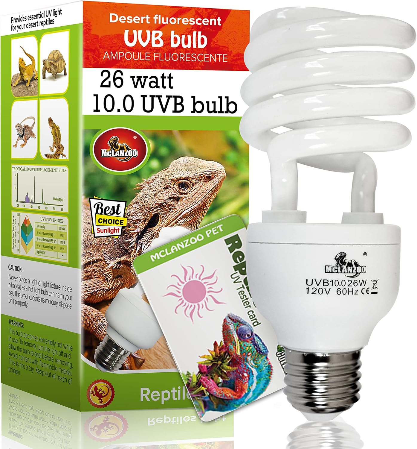 Imported MCLANZOO 13 Watts ultraviolet lamp for turtle and gecko enclosures