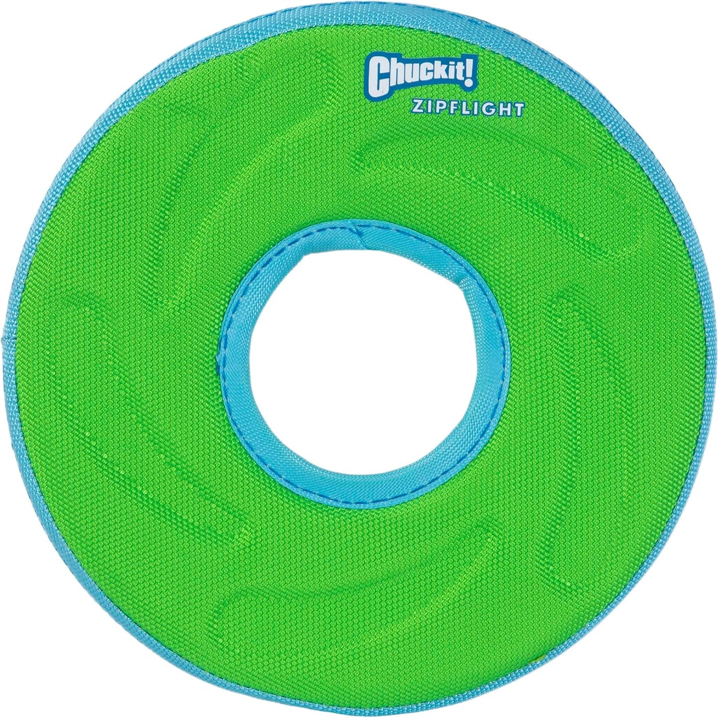Chuckit Amphibious ZipFlight Flying Disc Dog Toy front view showing premium imported build.