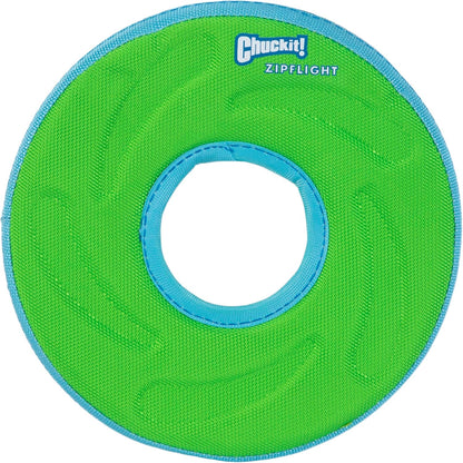 Chuckit Amphibious ZipFlight Flying Disc Dog Toy front view showing premium imported build.