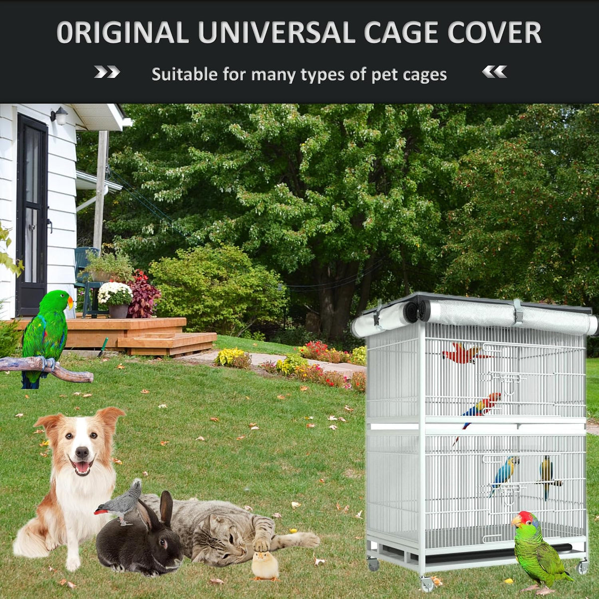 Instructions visualization for rolling up Apolai 7 bird cage cover panels