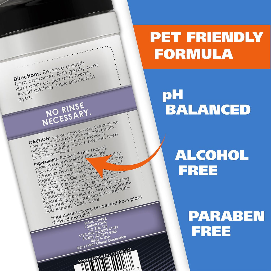 Close up of Wahl pet cleaning wipes texture