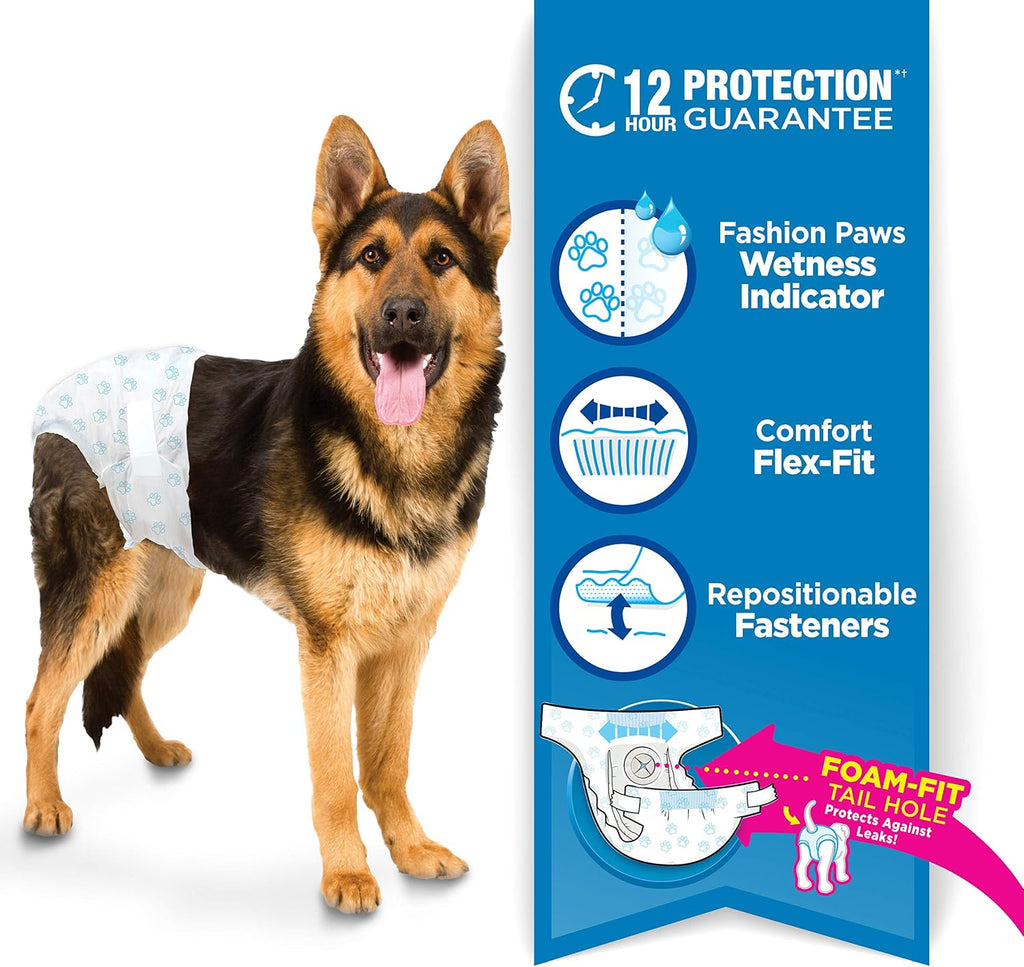 Adjustable disposable pet diapers for large dogs showing the fading wetness indicator