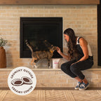 Rocco & Roxie cat supplement pouch showcasing allergy support and premium ingredient icons