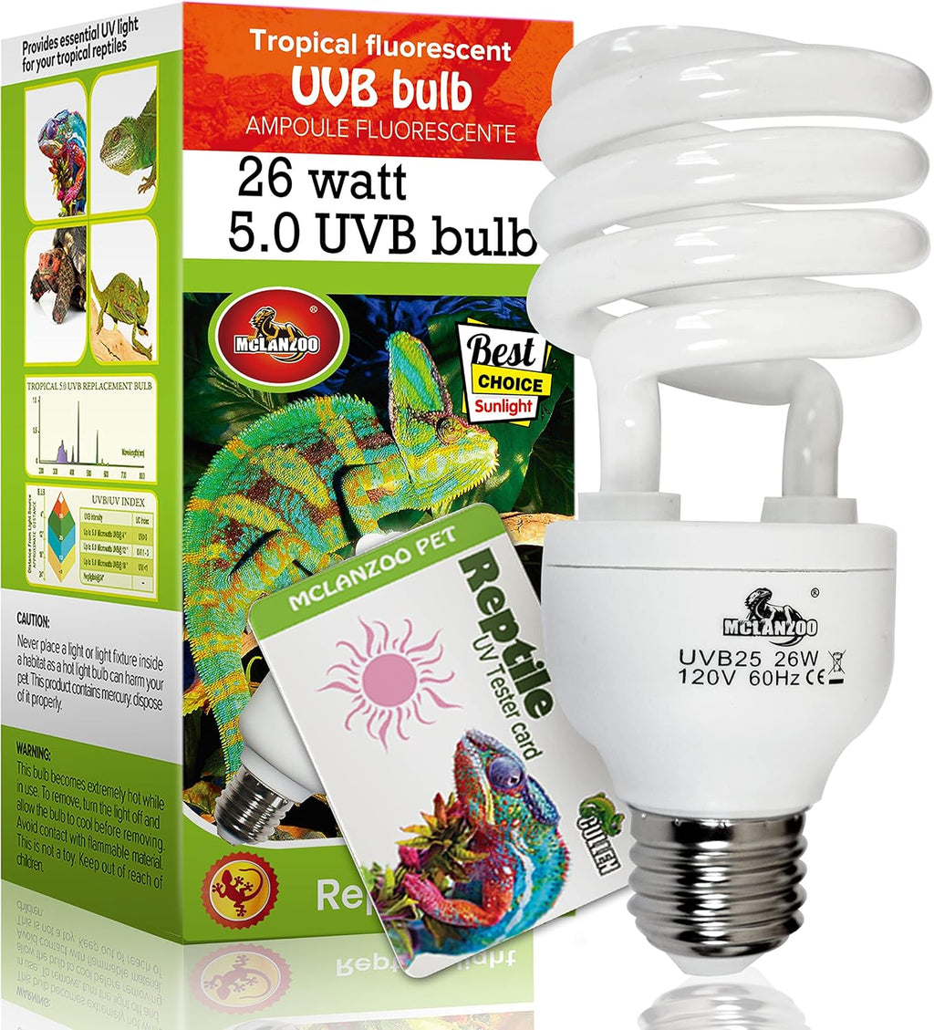 UVA UVB Light Reptile Bulb 10.0 13W Desert Compact Fluorescent Terrarium Lamp for Bearded Dragon, Turtle, Snake, Gecko, Lizard With UV Tester Card - Image 9