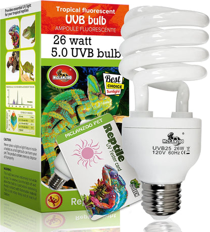 UVA UVB Light Reptile Bulb 10.0 13W Desert Compact Fluorescent Terrarium Lamp for Bearded Dragon, Turtle, Snake, Gecko, Lizard With UV Tester Card - Image 9
