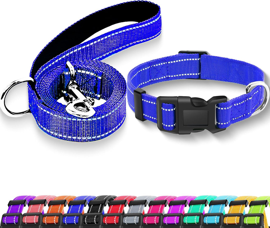 Reflective Dog Collar with Safety Locking Buckle, Adjustable Soft Breathable Nylon Collars for Small, Medium and Large Dogs(Collar+Leash XS Width 5/8" Turquoise) - Image 12