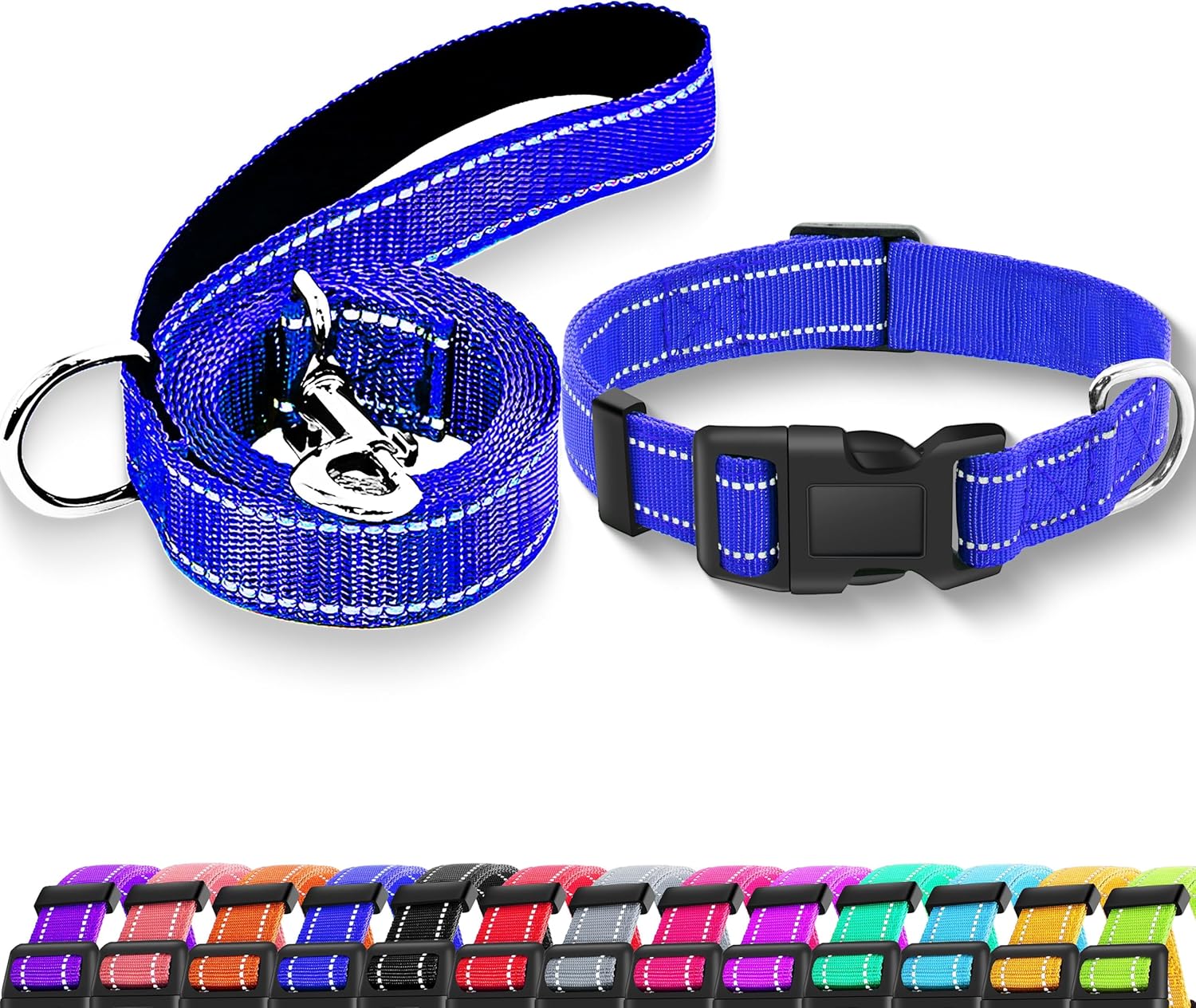 Reflective Dog Collar with Safety Locking Buckle, Adjustable Soft Breathable Nylon Collars for Small, Medium and Large Dogs(Collar+Leash XS Width 5/8" Turquoise) - Image 12