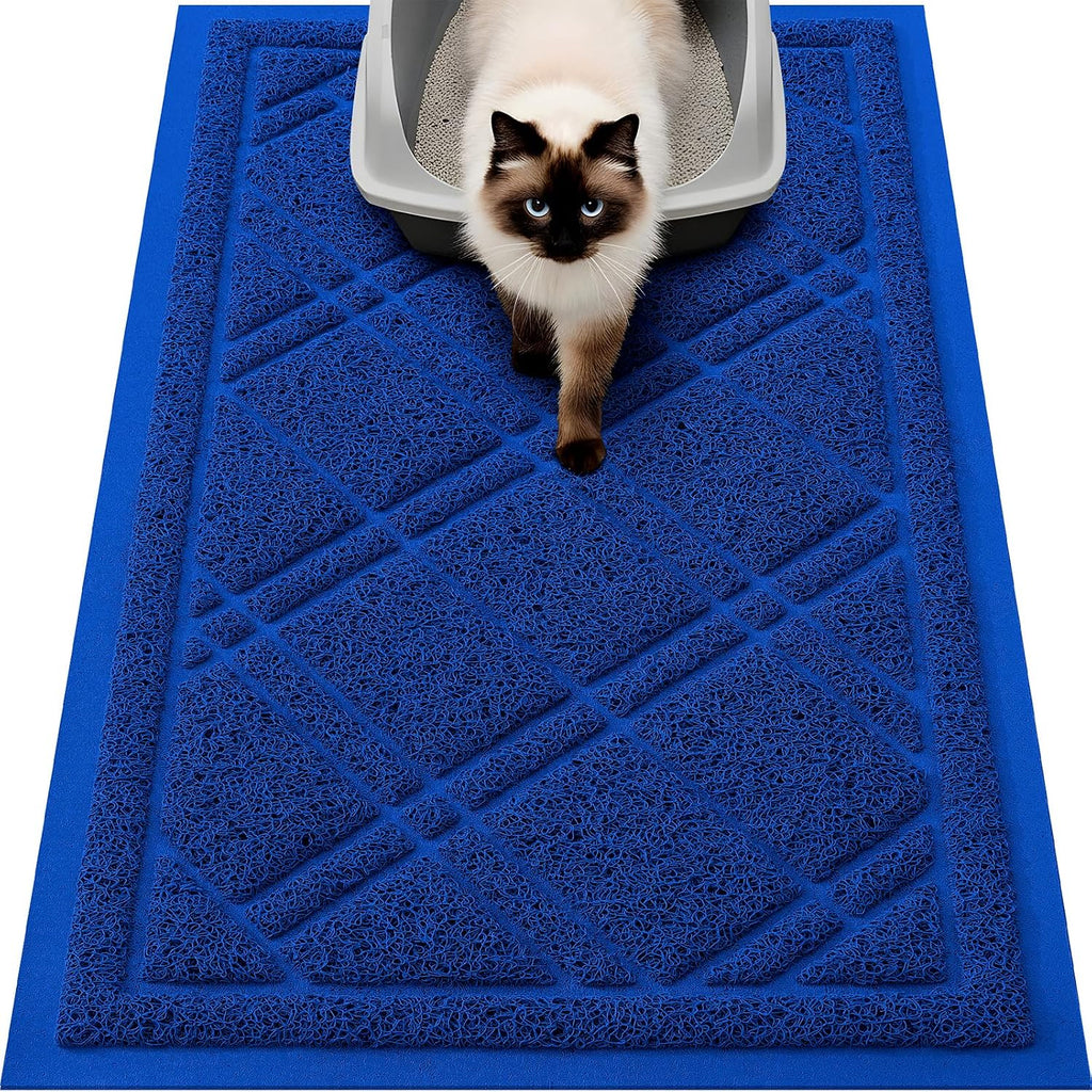 Smiry Cat Litter Box Mat 30x17, Non-Slip Water Resistant Litter Trapping Mat, Easy Clean Less Waste and Urine-Locking Cat Carpet for Indoor, Grey - Image 13