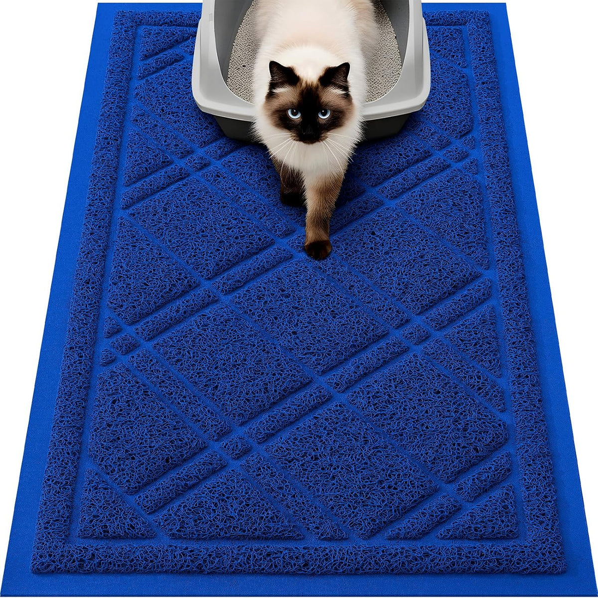 Smiry Cat Litter Box Mat 30x17, Non-Slip Water Resistant Litter Trapping Mat, Easy Clean Less Waste and Urine-Locking Cat Carpet for Indoor, Grey - Image 13