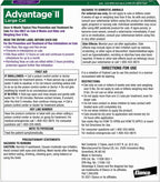 Back view of Advantage II Large Cat topical flea prevention box with ingredient details and instructions.