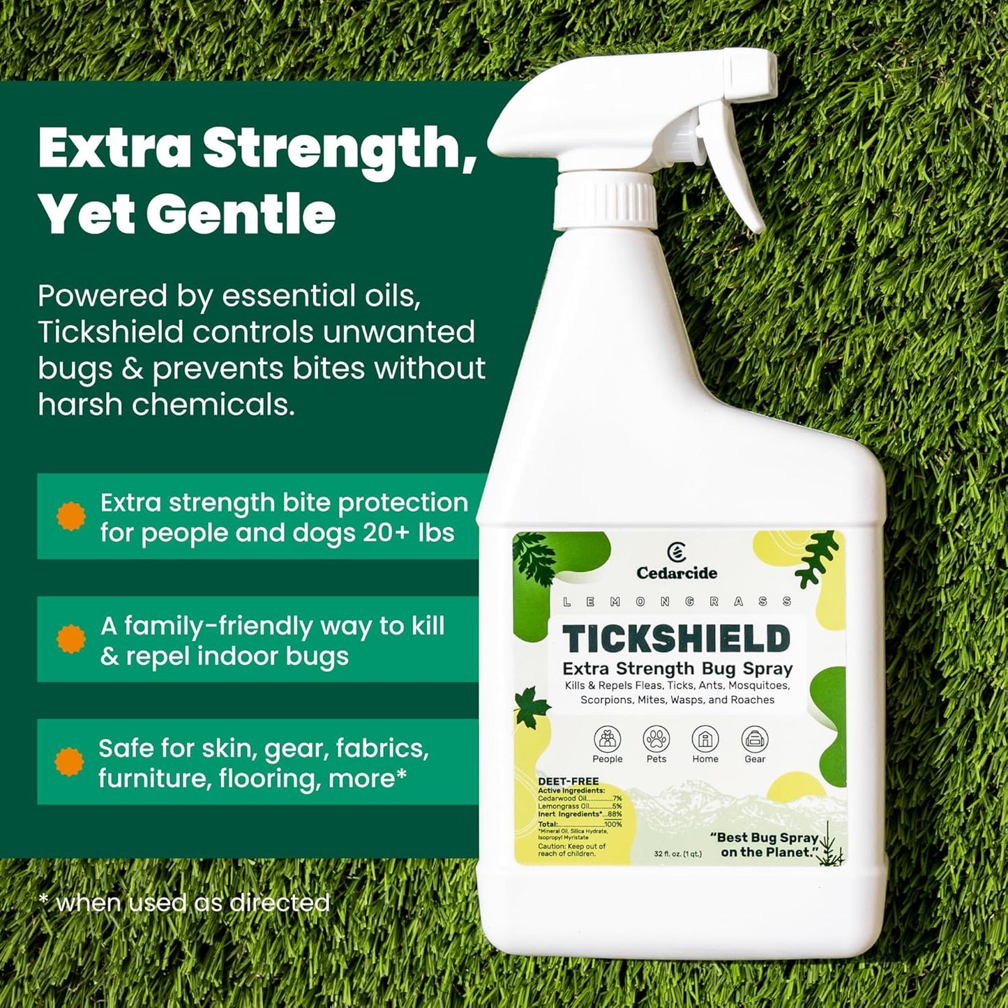Cedarcide bug spray for people and pets side view