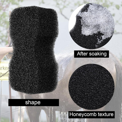 Eaasty 3 Pcs Horse Groomer Sponge Scrubber Massager Horse Grooming Brush Kit Supplies Large Soft Care for Cleaning Washing Bathing, Black, 4.33 x 7.87 x 2.56 Inch - Image 4