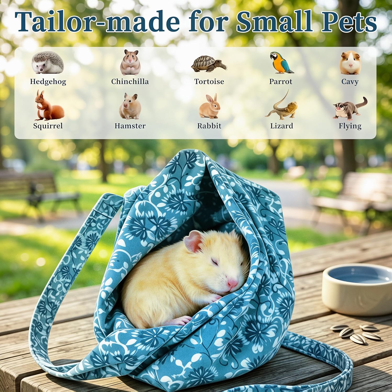 Guinea Pig & Bearded Dragon Carrier, 2-in-1 Guinea Pig Backpack and Sling, Soft Coral Fleece Bonding Pouch, Portable Travel Carrier Bag for Small Pets, Blue - Image 7