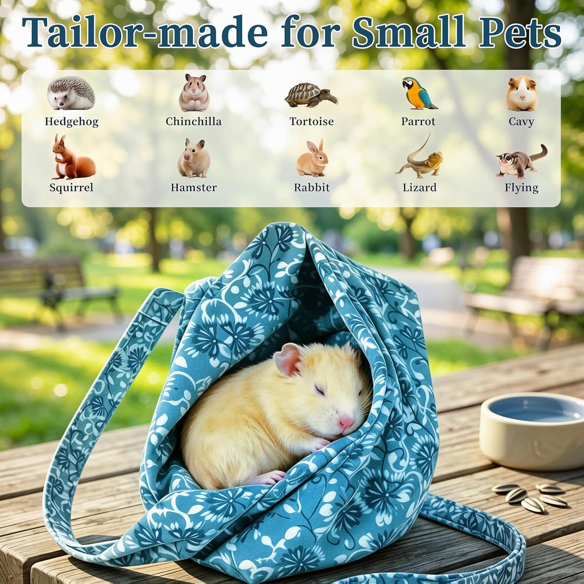 Guinea Pig & Bearded Dragon Carrier, 2-in-1 Guinea Pig Backpack and Sling, Soft Coral Fleece Bonding Pouch, Portable Travel Carrier Bag for Small Pets, Blue - Image 7