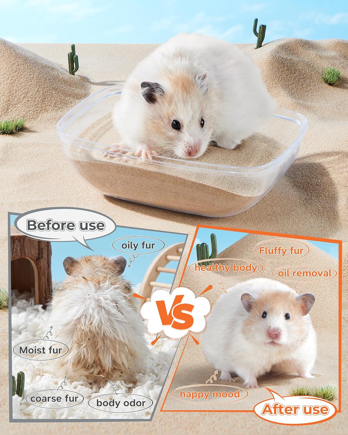 Close up of Fufuzooie hamster sand texture