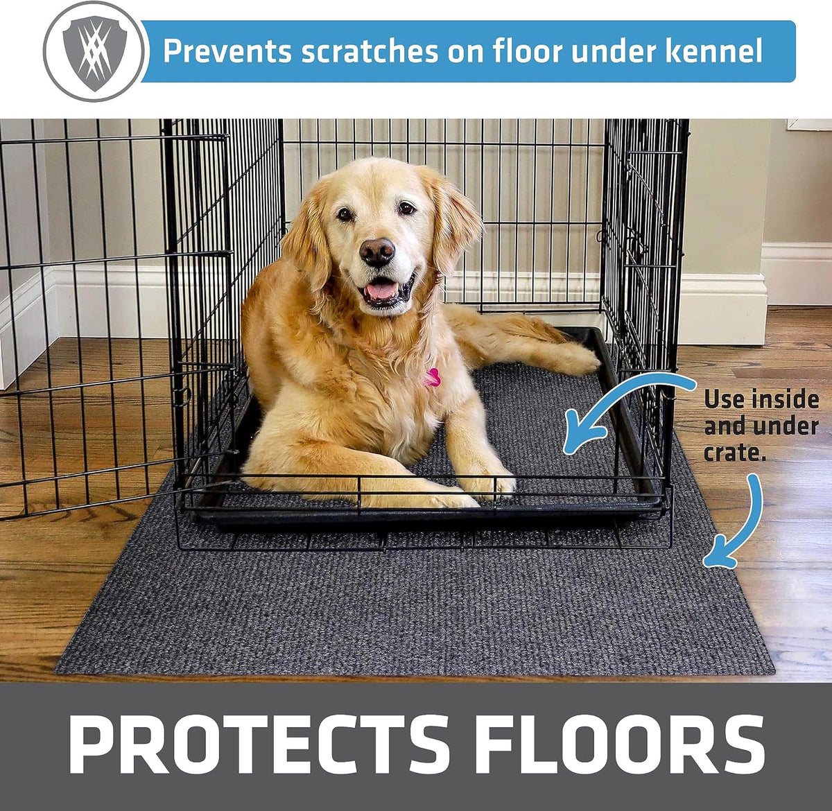 Drymate absorbent dog crate liner inside a metal kennel