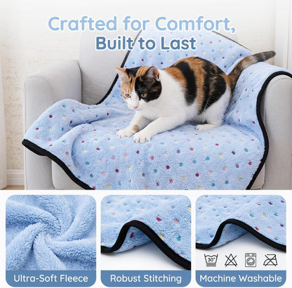 Lightweight double sided pet sleep mat folded neatly on a wooden floor.